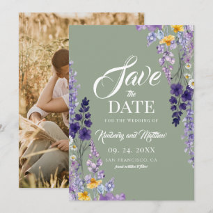 Elegant Wildflower Rustic Sage Wedding Save The Date