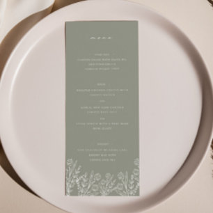 Elegant Wildflower Sage Green Wedding Dinner Menu