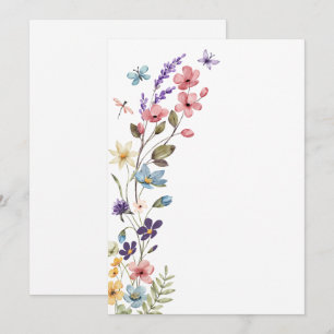 Elegant Wildflower Spring Summer Blank Wedding Invitation