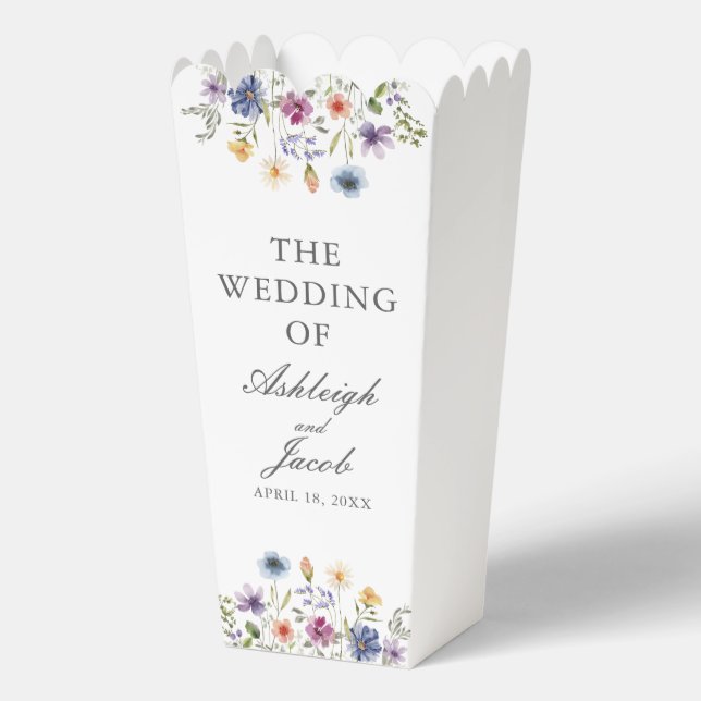 Elegant Wildflower Spring Wedding Custom Popcorn Favour Box (Front)