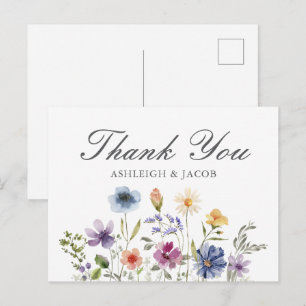 Elegant Wildflower Spring Wedding Custom Thank You Postcard
