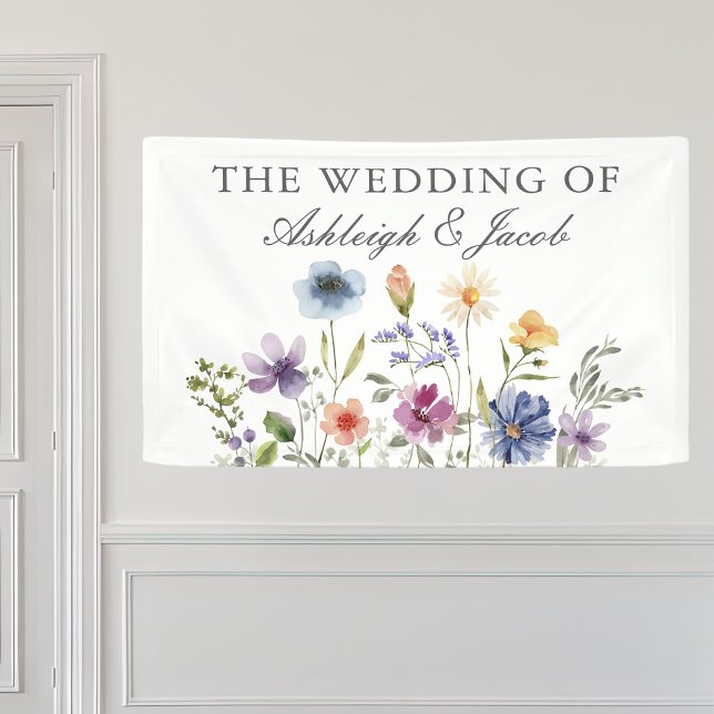 Elegant Wildflower Spring Wedding Personalized Banner (Creator Uploaded)