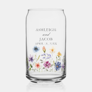 Elegant Wildflower Spring Wedding Personalized Can Glass