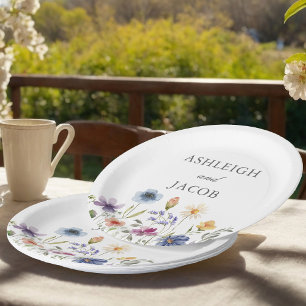 Elegant Wildflower Spring Wedding Personalized Paper Plate