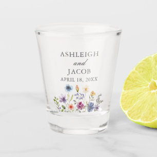 Elegant Wildflower Spring Wedding Personalized Shot Glass