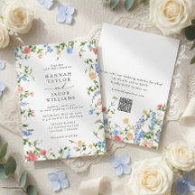 Elegant Wildflower Summer QR Code RSVP Wedding
