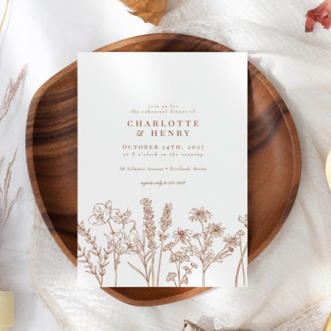 Elegant Wildflower Terracotta Rehearsal Dinner Invitation (Creator Uploaded)