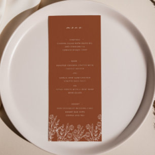 Elegant Wildflower Terracotta Wedding Dinner Menu