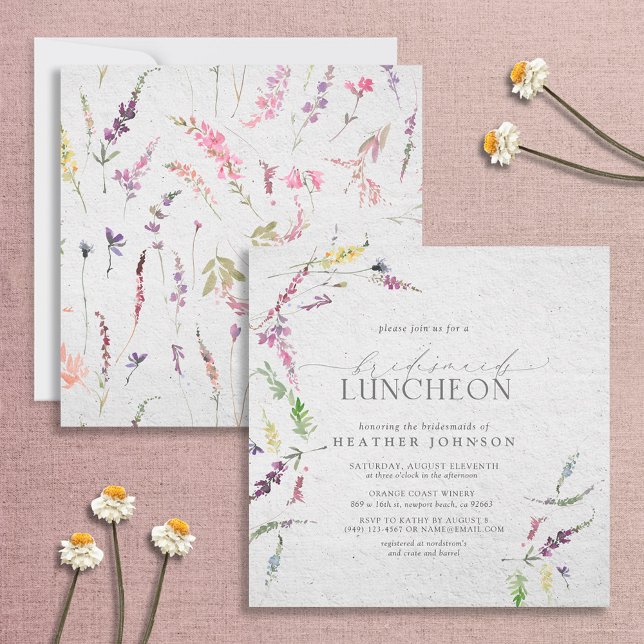 Elegant Wildflower Watercolor Bridal Luncheon Invitation (Creator Uploaded)
