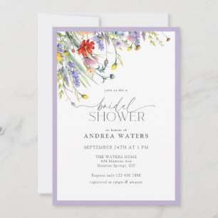 Elegant Wildflower   Watercolor Bridal Shower Invitation