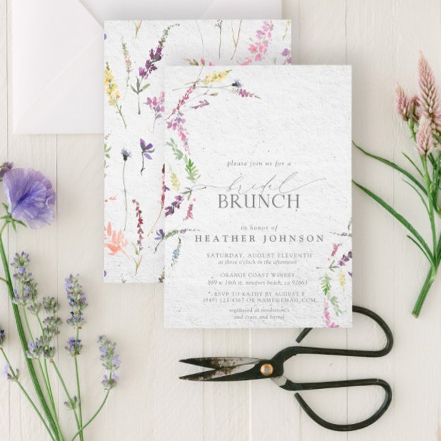Elegant Wildflower Watercolor Floral Bridal Brunch Invitation (Creator Uploaded)