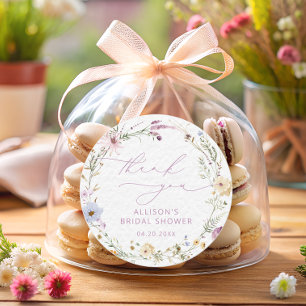 Elegant Wildflower Watercolor Floral Bridal Shower Classic Round Sticker