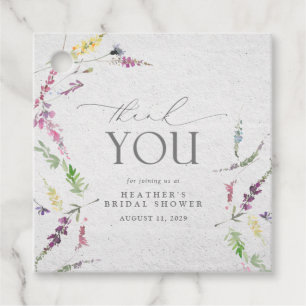 Elegant Wildflower Watercolor Floral Bridal Shower Favour Tags
