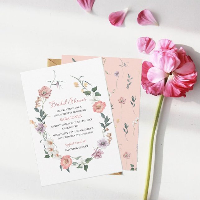 Elegant Wildflower Watercolor Floral Bridal Shower Invitation (Creator Uploaded)