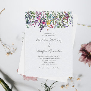 Elegant Wildflower Watercolor Floral Invitation