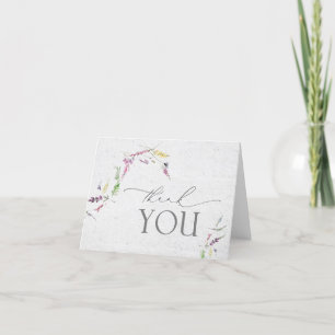 Elegant Wildflower Watercolor Floral Script Thank You Card