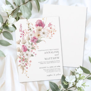 Elegant Wildflower Watercolor Floral Wedding Invitation