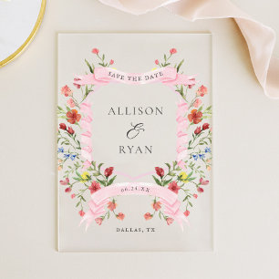 Elegant Wildflower Wedding Acrylic Save The Date Invitations