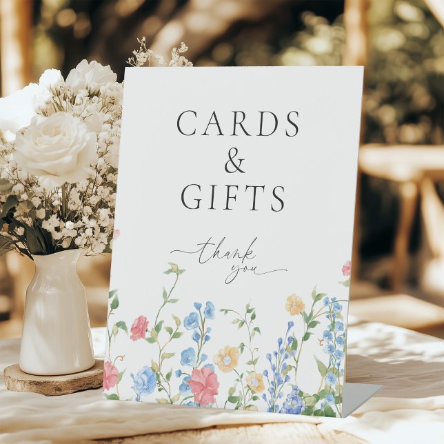 Elegant Wildflower Wedding Cards and Gifts Pedestal Sign (Creator Uploaded)