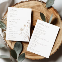 Elegant Wildflower Wedding Ceremony Program Card
