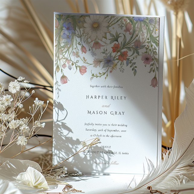 Elegant Wildflower Wedding Delicate Pastel Florals Invitation (Creator Uploaded)