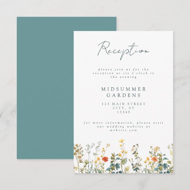 Elegant Wildflower Wedding Details Enclosure Card (Front/Back)