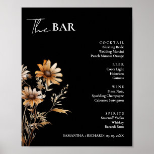 Elegant Wildflower Wedding Drinks Bar Menu Poster