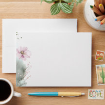 Elegant Wildflower Wedding Envelope | Watercolor