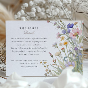Elegant Wildflower Wedding Information Card