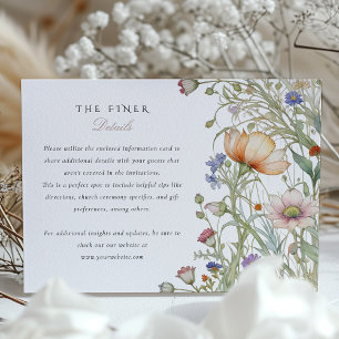 Elegant Wildflower Wedding Information Card