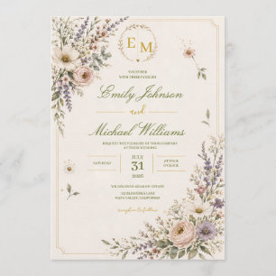 Elegant Wildflower Wedding Invitation