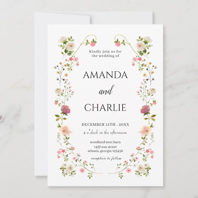 Elegant Wildflower Wedding Invitation (Front)