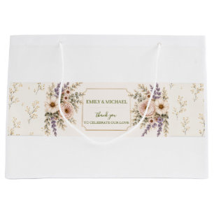 Elegant Wildflower Wedding Large Gift Bag