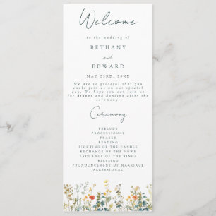 Elegant Wildflower Wedding Program Programme