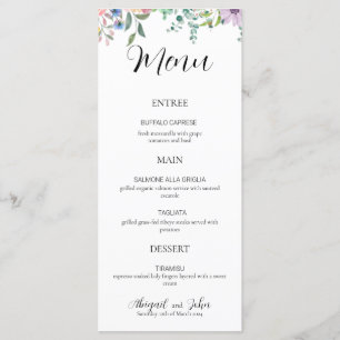 Elegant Wildflower Wedding Reception Menu