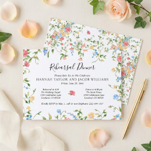 Elegant Wildflower Wedding Rehearsal Dinner Invitation