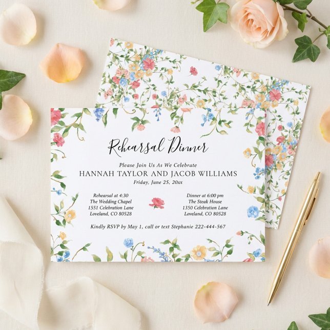 Elegant Wildflower Wedding Rehearsal Dinner Invitation (Creator Uploaded)