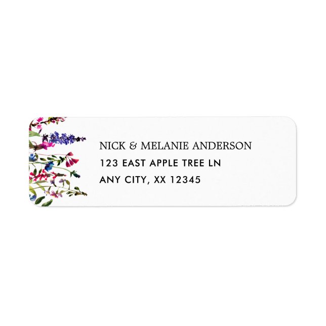 Elegant wildflower wedding return address (Front)