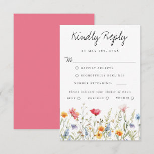 Elegant Wildflower Wedding RSVP Card