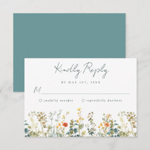 Elegant Wildflower Wedding RSVP Card