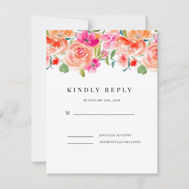 Elegant Wildflower Wedding RSVP Card (Front)