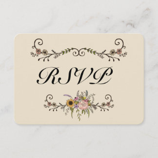 Elegant Wildflower Wedding RSVP Matte 3.5" x 5" Card