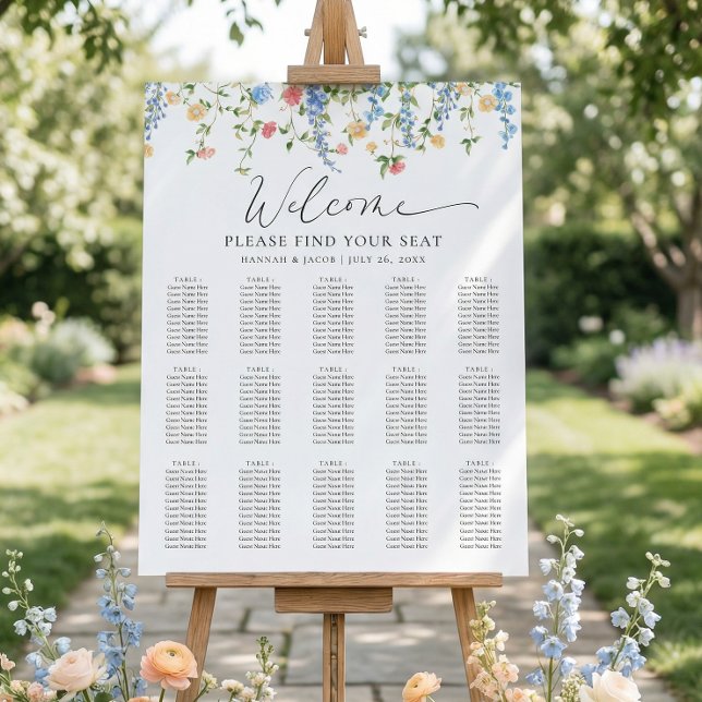 Elegant Wildflower Wedding Seating Chart Poster (Creator Uploaded)