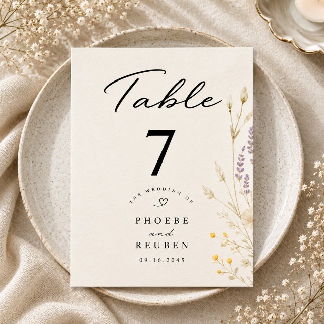 Elegant Wildflower Wedding  Table Number (Creator Uploaded)