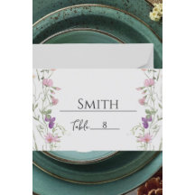 Elegant Wildflower Wedding Table Placeholder Card
