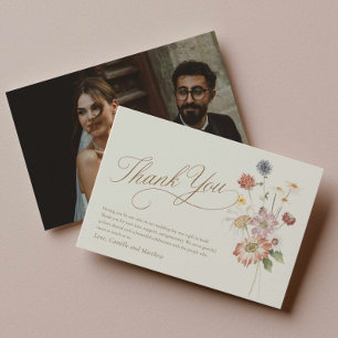 Elegant Wildflower Wedding Thank You Photo Card