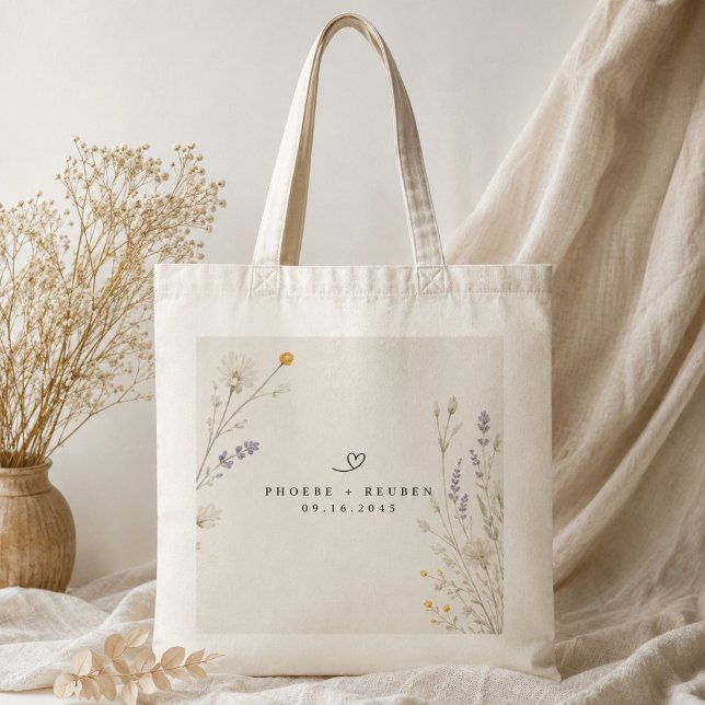 Elegant Wildflower Wedding  Tote Bag (Creator Uploaded)