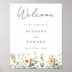 Elegant Wildflower Wedding Welcome Poster