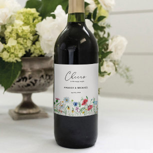 Elegant Wildflower Wedding Wine Label