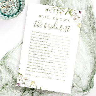 Elegant Wildflower who knows the bride best game